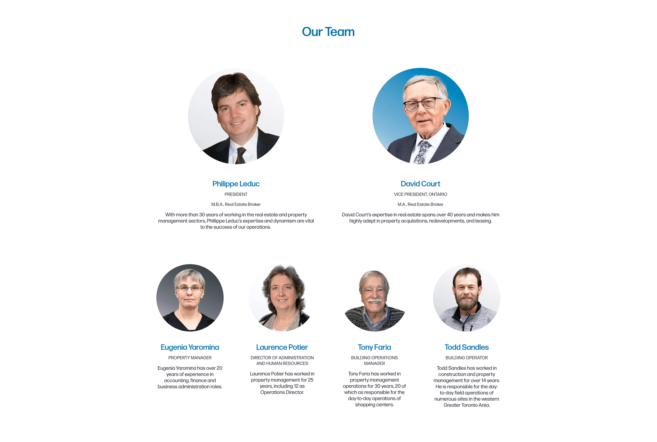 Ahern new website Our Team section