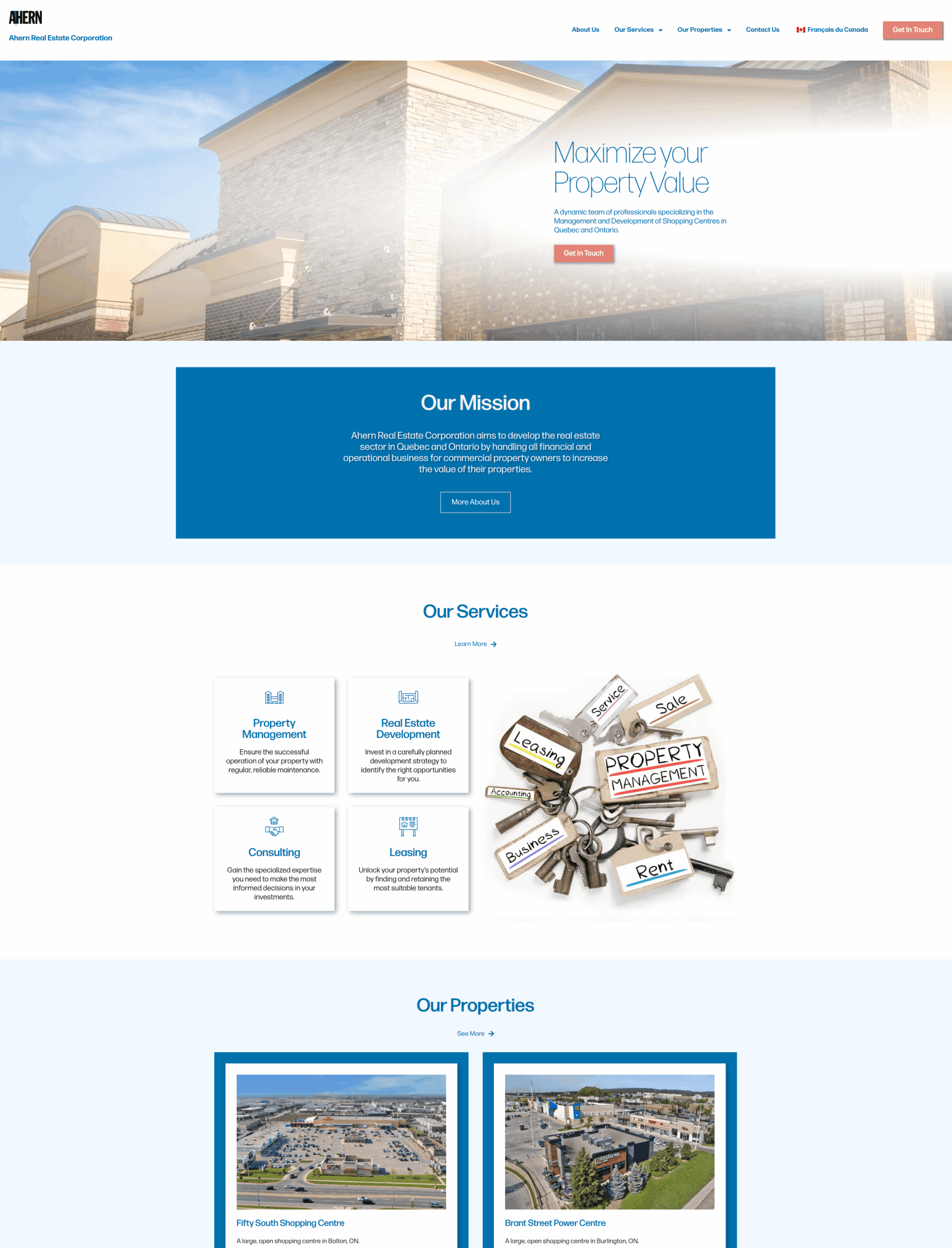 Ahern new website Homepage